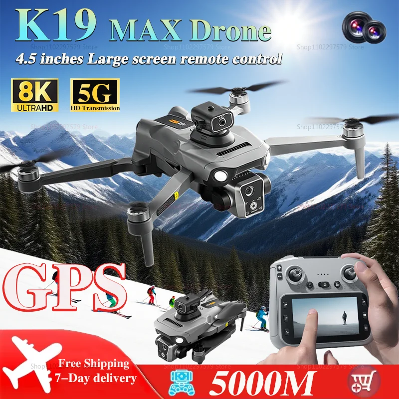 2025 novo fluxo ótico do GPS da câmera 5G HD do zangão 8K HD de K19Max RC com 360 ° Helicóptero RC para evitar obstáculos a laser para meninos brinquedos adultos Gifs