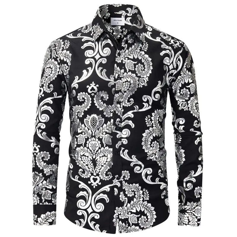 Camisa de lujo barroca con estampado 3D para hombre, ropa Formal, camisas informales con botones, ropa cómoda de manga larga Multicolor para hombre, Tops