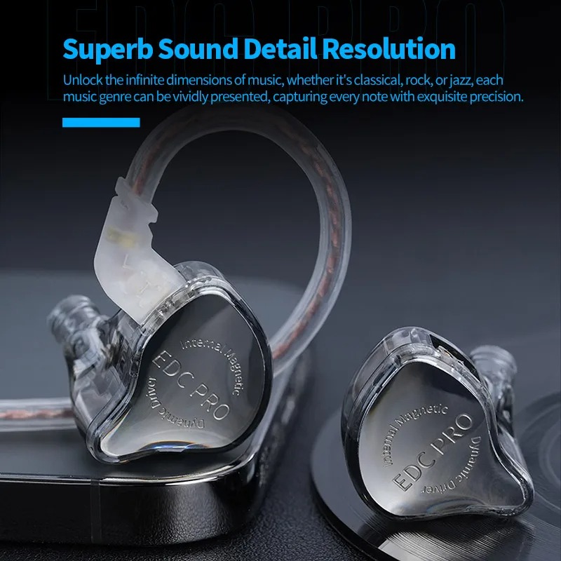 Novo kz edcpro hifi melhor fone de ouvido intra-auricular com fio de alta sensibilidade, drivers de alta dinâmica, fone de ouvido esportivo com cabo de áudio removível