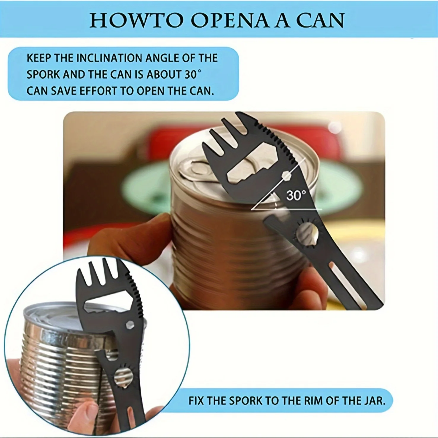 Spork multifunzionale 10 in 1: cucchiaio per utensili portatile in acciaio inossidabile, apriscatole, coltello seghettato, chiave inglese, indicatore di direzione