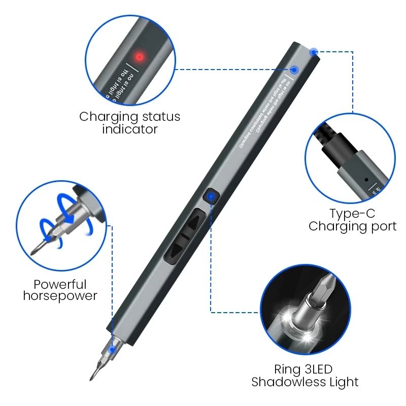 Conjunto de chave de fenda elétrica magnética, Phillips, Torx Bit, poder de reparo profissional, kit de ferramentas manuais, LED, tipo C para iPhone, PC, brinquedos, 50 em 1