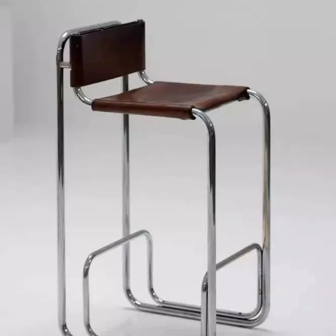 Nordic Light Luxury Bar Chair Home Stainless Steel High Chair Living Room Backrest Comfortable Dining Chairs