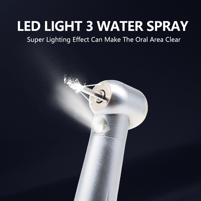 LED Handpiece ทันตกรรมแสงหมุนสูงมือชิ้นปากกาความเร็วสูง 3 สเปรย์น้ําทันตกรรม PUSH ปุ่มสแตนเลส
