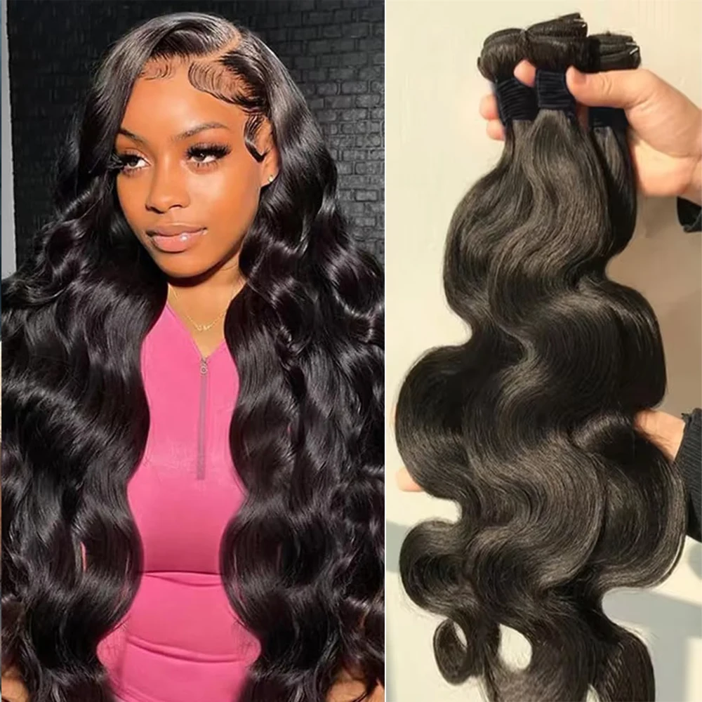 Tissage en lot brésilien naturel Remy Body Wave, Extensions de cheveux, Double trame, couleur naturelle, pour femmes, 3/4 pièces