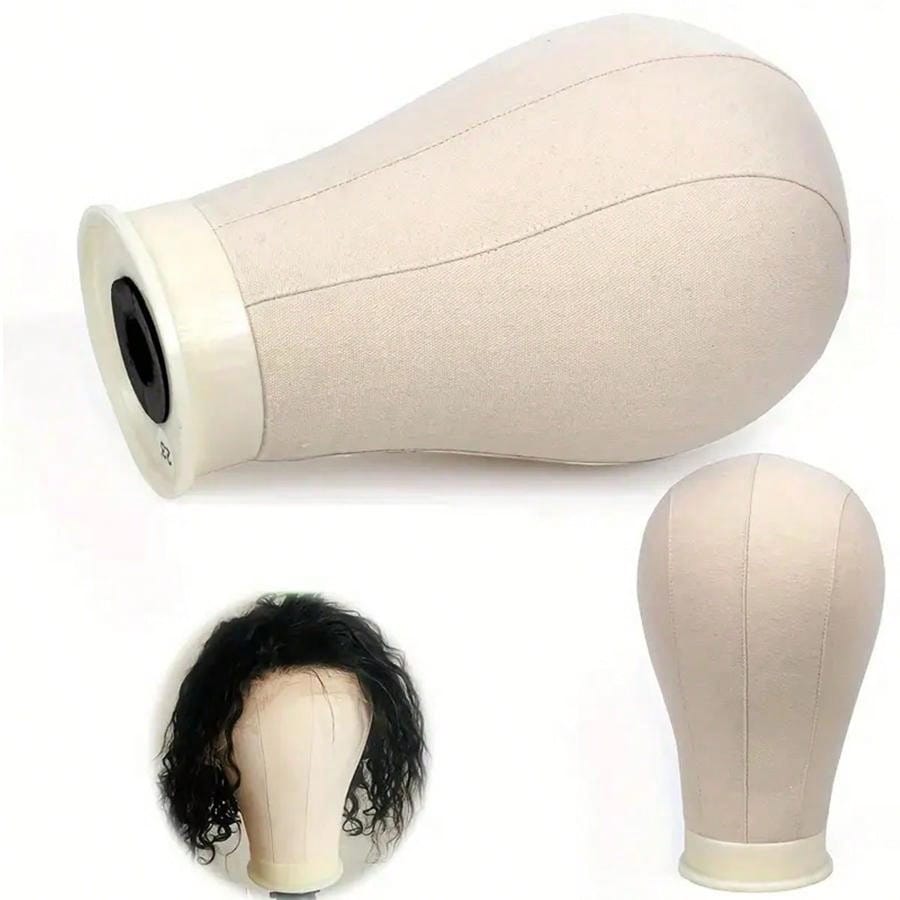 22 インチマネキンヘッドスタンド付きキャンバスヘッドウィッグモデル DIY ウィッグ作成用マウント穴付き