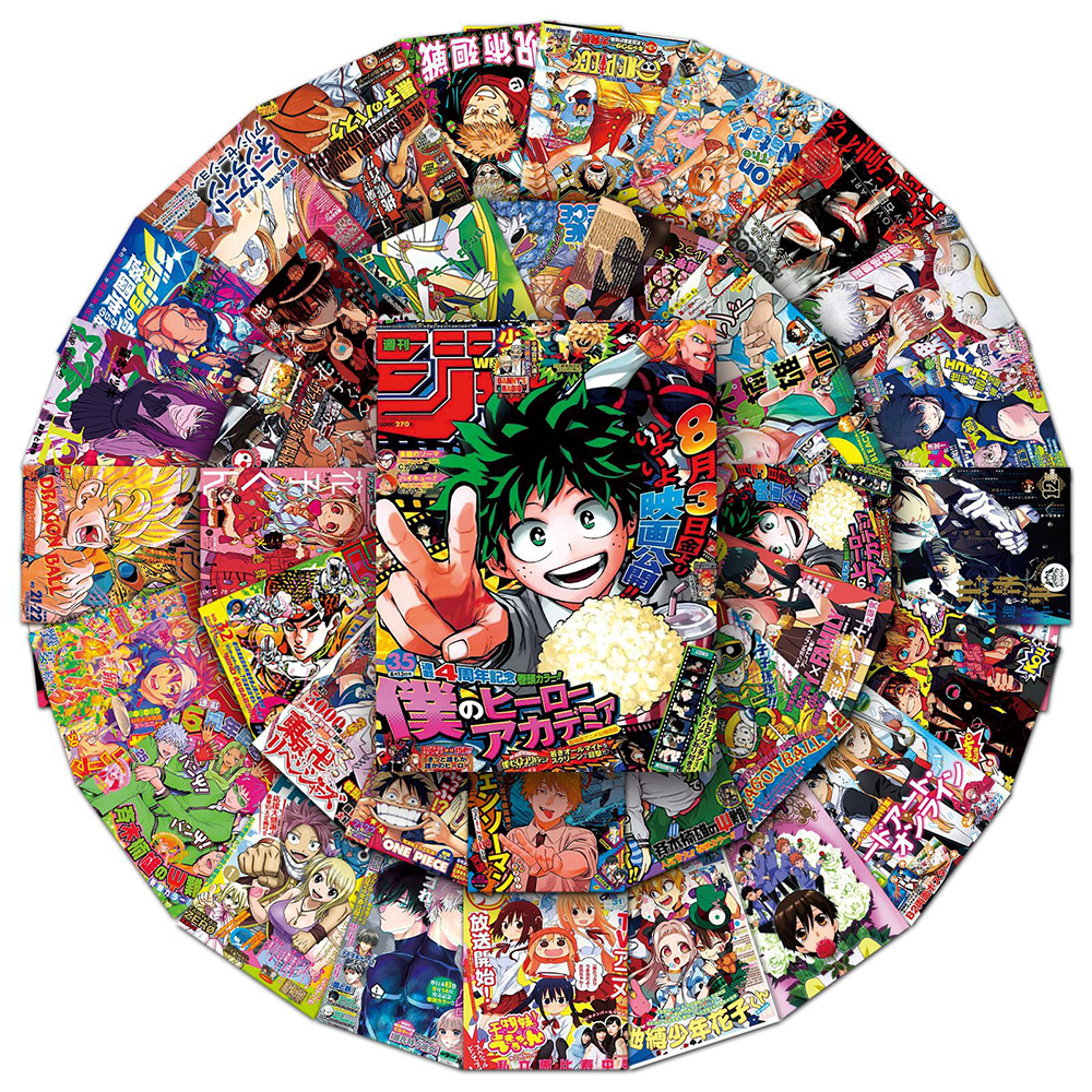 10/30/51pcs 어린이를위한 믹스 애니메이션 스티커 원피스 Jujutsu Kaisen 드래곤 볼 포스터 스티커 DIY 자동차 벽 멋진 만화 데칼 장난감