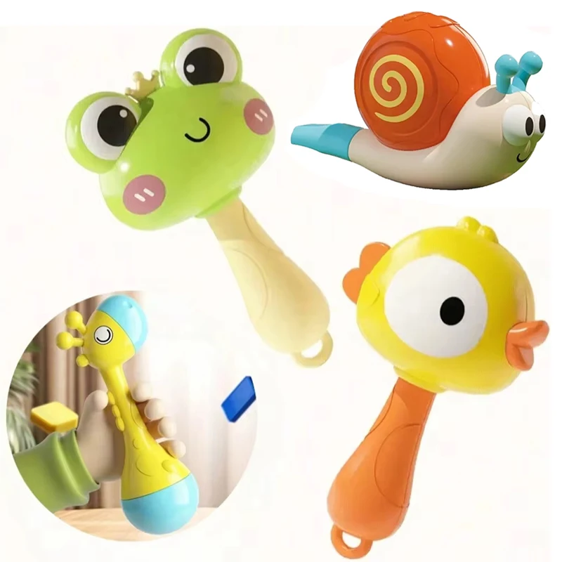 Sonajeros de juguete para bebé de 0 a 1, sonajero sensorial de jirafa para cambios de bebé, juguete Musical para recién nacido, sonajero, martillo de arena, juguetes para bebé