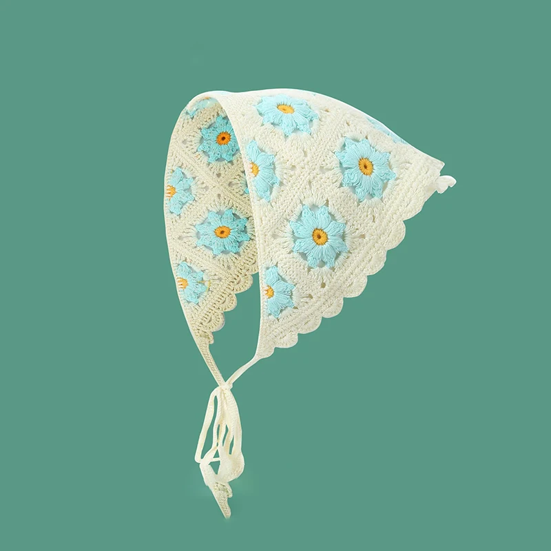 Elegante malha triângulo cachecol bandana para mulheres moda menina morango padrão versátil faixa de cabelo acessório de cabelo
