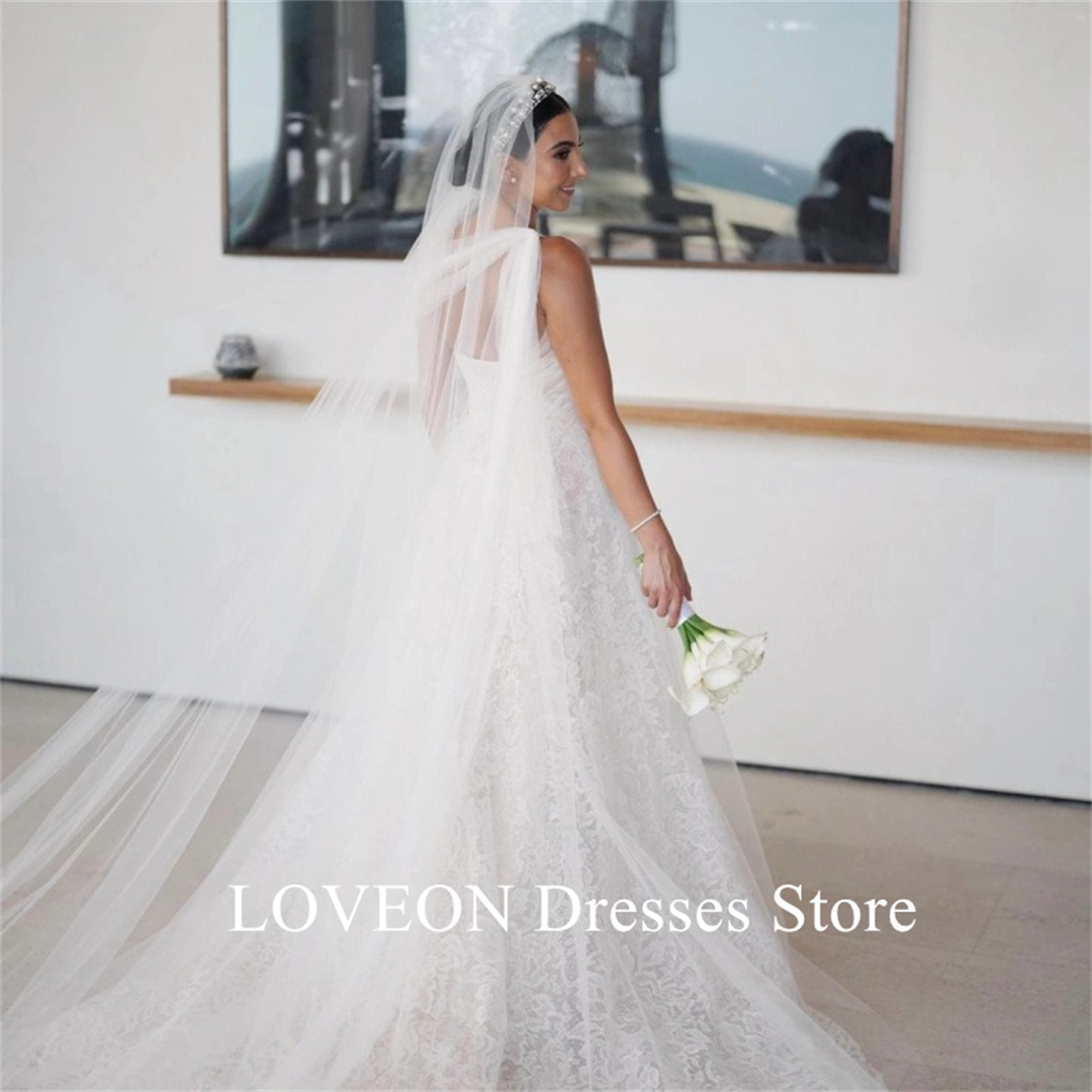GIOIO Abiti da sposa eleganti con una spalla Personalizzati Stealth Khutzo Anelli Sirena Tulle Pizzo Corea Abiti da sposa graziosi avorio Festa Donna Sposa
