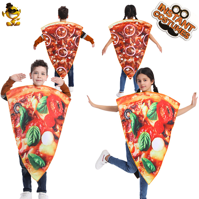 Kids Spoof Food Pizza Costume Double-sided Pattern Party Funny Pizza One Piece Cosplay Play Road Costume