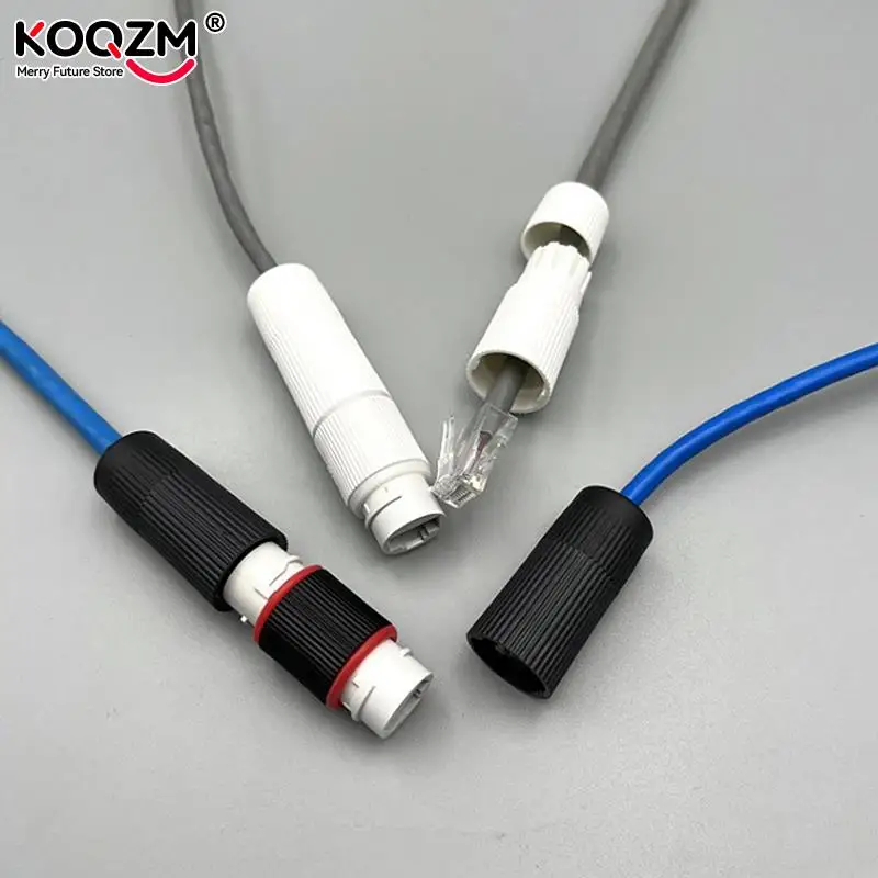 1 buah RJ45 konektor Dok jaringan Ethernet lurus melewati tahan air Header IP67 luar ruangan ekstender kabel jaringan Broadband