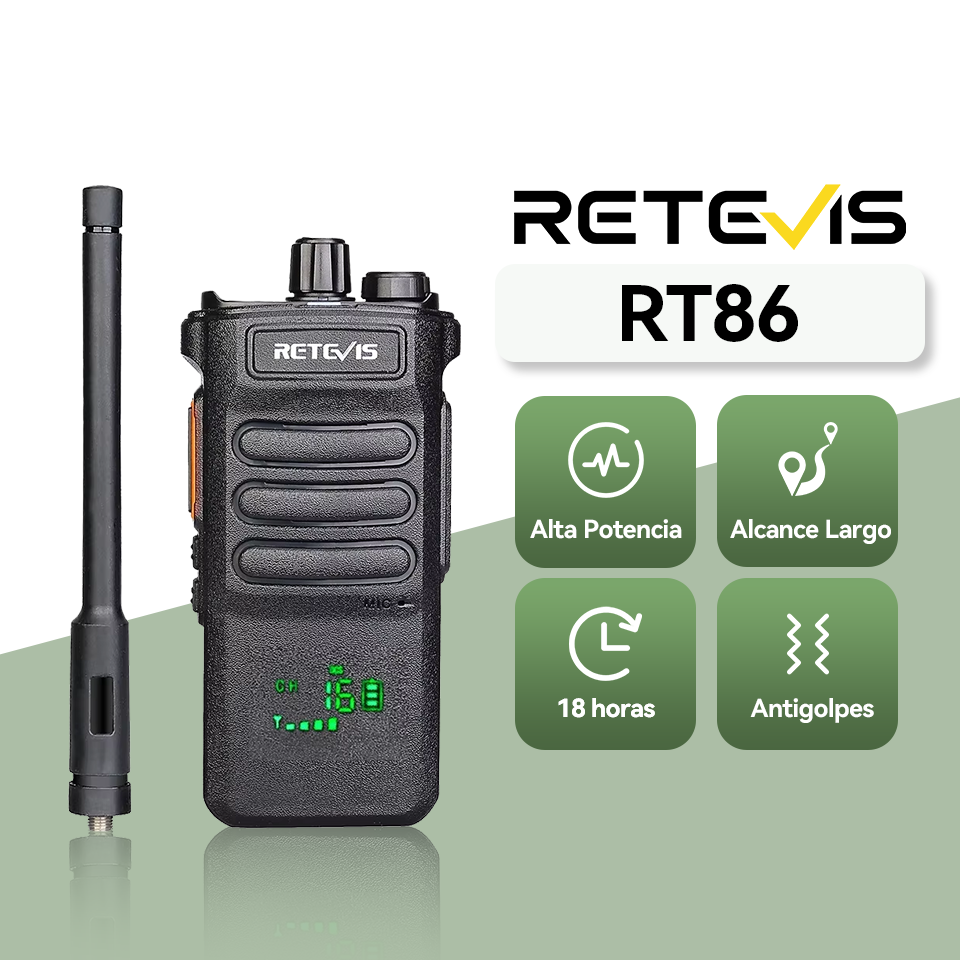 Retevis RT86 Walkie Talkie Radio bidireccional profesional Walkie Talkie de largo alcance Radio de comunicación  para negocios al aire libre