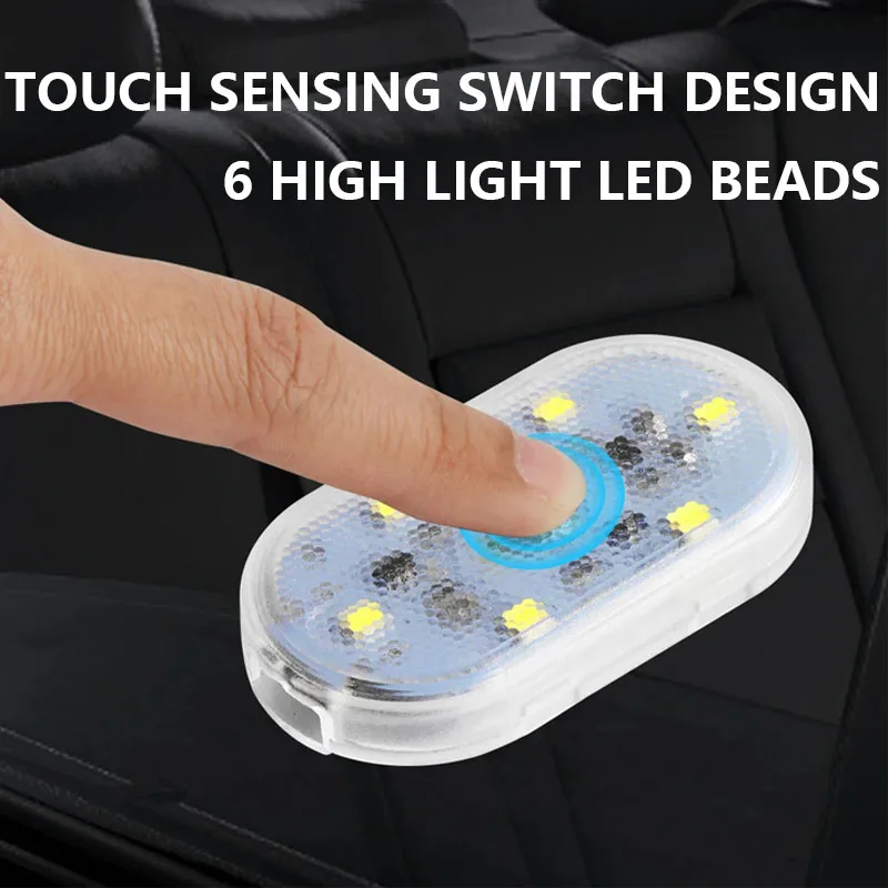 2/4Pcs Samochodowe oświetlenie wnętrza z czujnikiem dotykowym Mini lampka LED do czytania USB Ładowanie Automatyczne oświetlenie drzwi Lampa sufitowa na dach