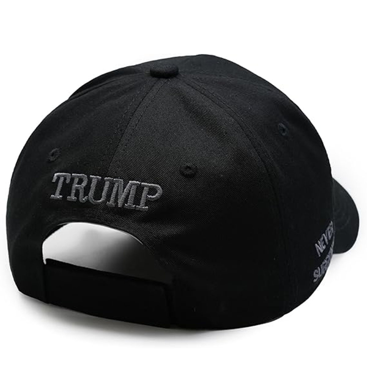 1 Stück schwarzer Hut Never Surrender Maga Hat Us bestickte verstellbare Baseballmütze schwarz
