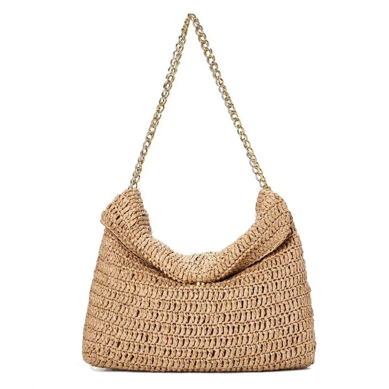 ใหม่แฟชั่นผู้หญิงไหล่กระเป๋า Bohemian ฤดูร้อนฟางกระเป๋าชายหาด Zip Designer หญิง Tote กระเป๋าความจุสูงกระเป๋าสตางค์นักช้อป