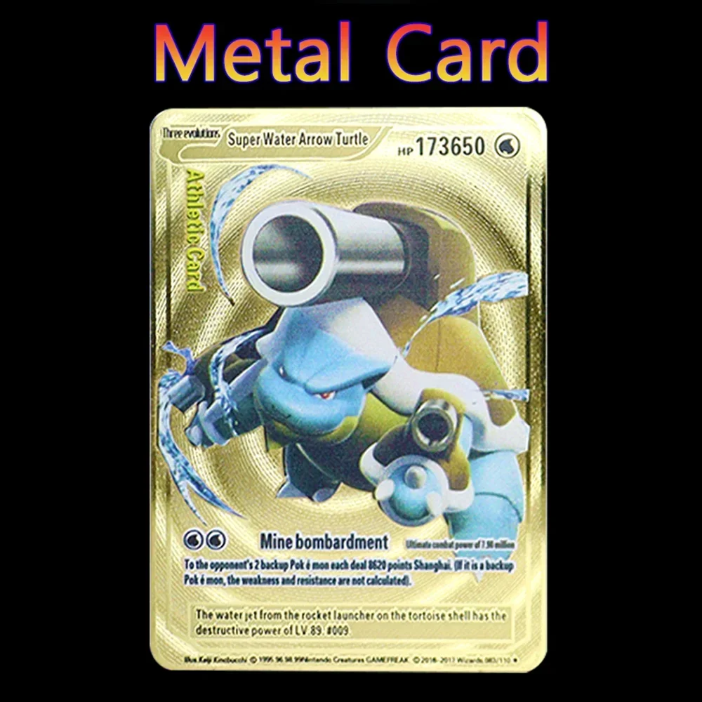 โปเกมอน 183200   จุดสูง Hp Charizard Pikachu Mewtwo ทองสีดําภาษาอังกฤษฝรั่งเศสคําการ์ดโลหะ Vmax Mega GX คอลเลกชันเกมการ์ด