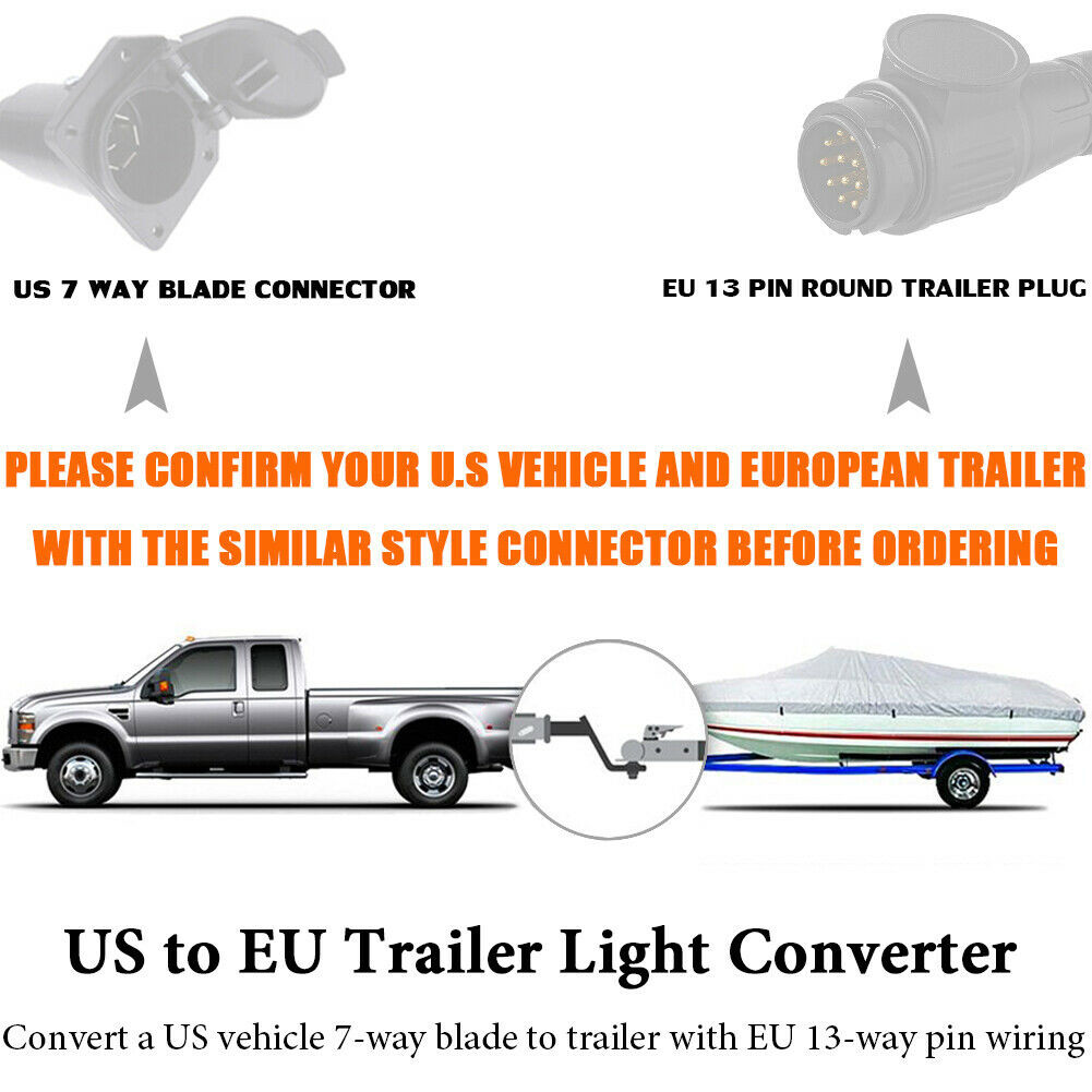 Konwerter samochodowy US 7-Way Plug To Eu 13-Pin US 7 Way to EU 7 US 4 to EU7 Round Connector Trailer Light Converter Akcesoria
