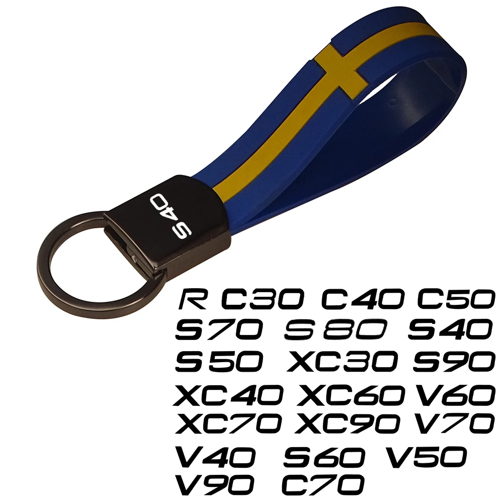 Thụy Điển Quốc Kỳ Phong Cách Móc Khóa Cho Volvo R Thiết Kế XC90 XC60 XC70 C60 XC40 V40 S90 S80 S60 S50 S40 C70 c40 C30 S70 C90 Phụ Kiện