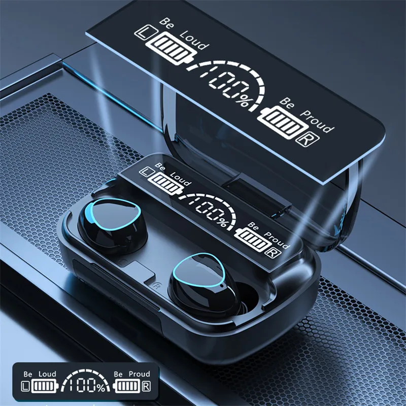 M10 Wireless Earphones 9D Stereo - 3500mAh Charging Box Sports Waterproof TWS Bluetooth Headphones with Microphone