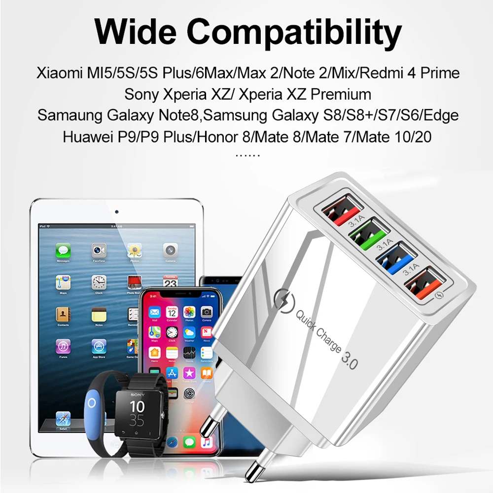 สำหรับไอโฟน 14 ที่ชาร์จ USB ชาร์จเร็ว 3.0 สำหรับซัมซุง เสี่ยวมี่ มิแท็บเล็ตโทรศัพท์มือถืออะแดปเตอร์ชาร์จไฟปลั๊ก EU/US ชาร์จเร็ว