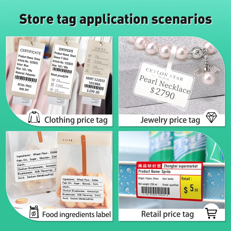 2 ロール NIIMBOT B21 B3S 感熱ラベル衣類価格食品自己粘着タグ防水スマートオフィスポケットプリンタラベル紙