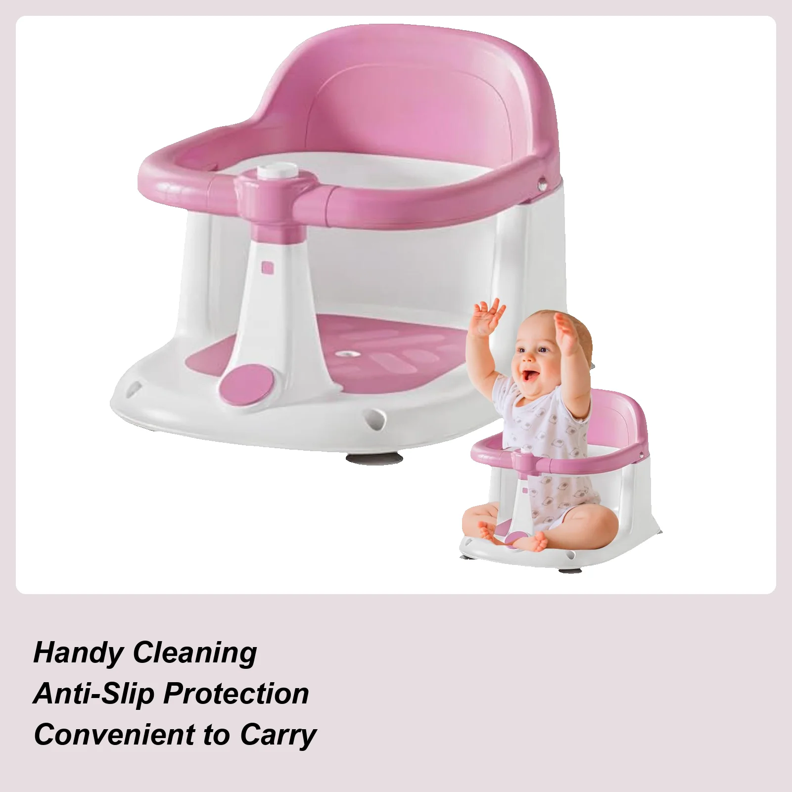 Assento de banho para bebês, portátil, cadeira de banheira para crianças pequenas, dreno rápido, suporte para banho de bebê, assento antiderrapante para 1-3 anos de idade, banheiro, praia