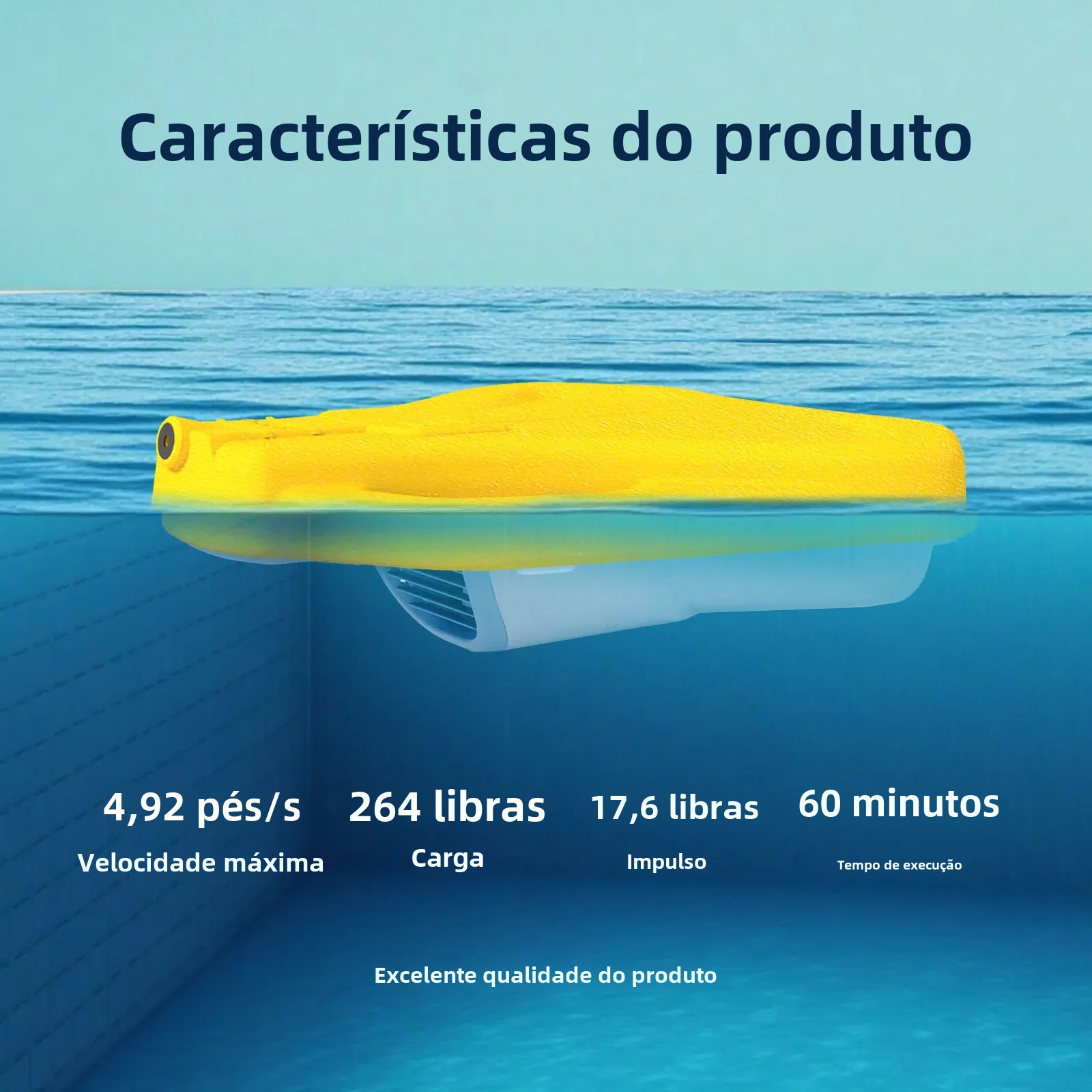 Aupool Kickboard de natação elétrico com blaster de água, capacidade de 264 libras, velocidade de 4,92 pés/s, tempo de execução de 60 minutos, treinamento de natação