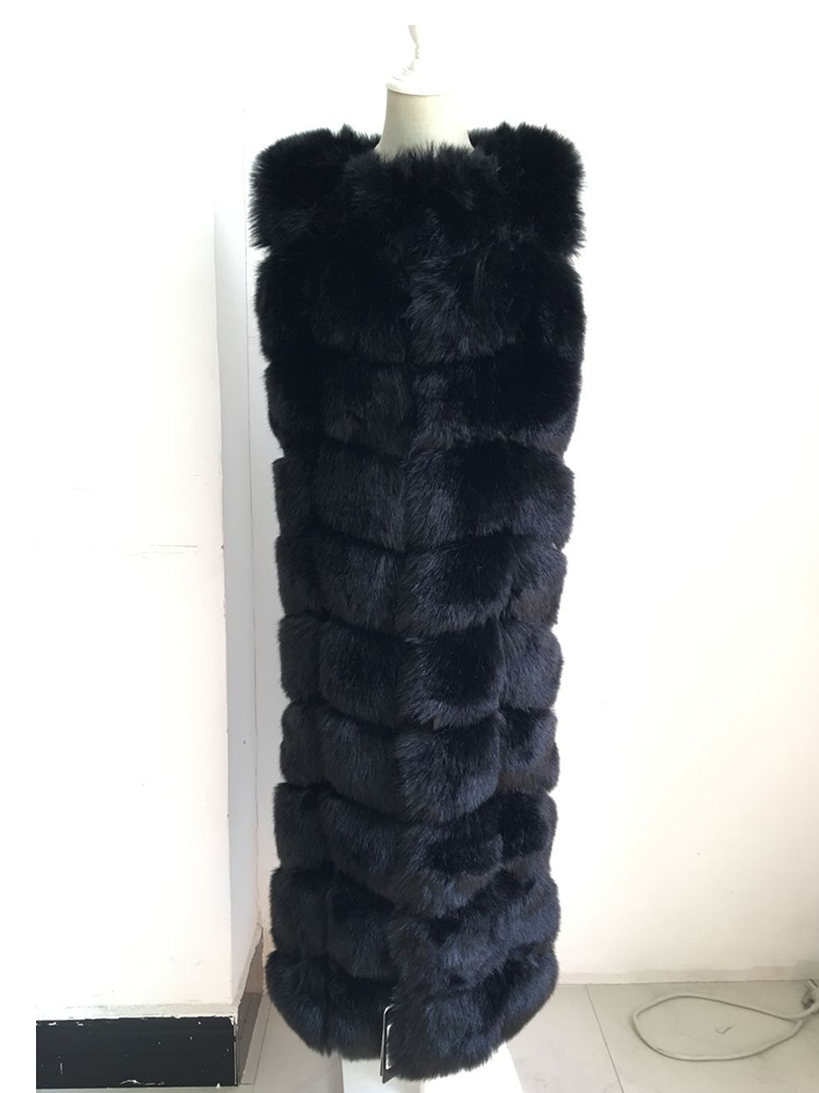 ZADORIN 110 cm Super Lange Luxe Vrouwen Faux Vossenbont Vest Harige Zachte Bont Jas Dikke Warme Vintage Vrouw jassen Winter Streetwears