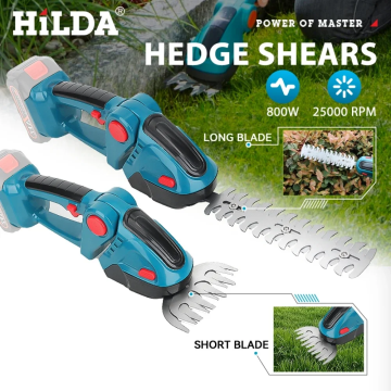 HILDA  2 IN1 Electric Hedge Trimmer Cordless Handheld Weeding Pruning Shear Shrub Mower Garden Tool For Makita 18V Battery