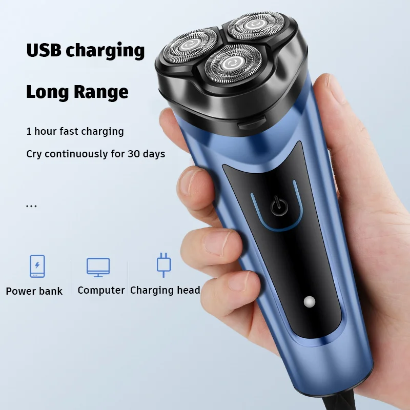 เครื่องโกนหนวดสําหรับผู้ชาย USB เครื่องโกนหนวดไฟฟ้าเครื่องโกนหนวดเคราที่มีประสิทธิภาพมีดโกนหนวดไฟฟ้าแบบชาร์จไฟได้กันน้ํา