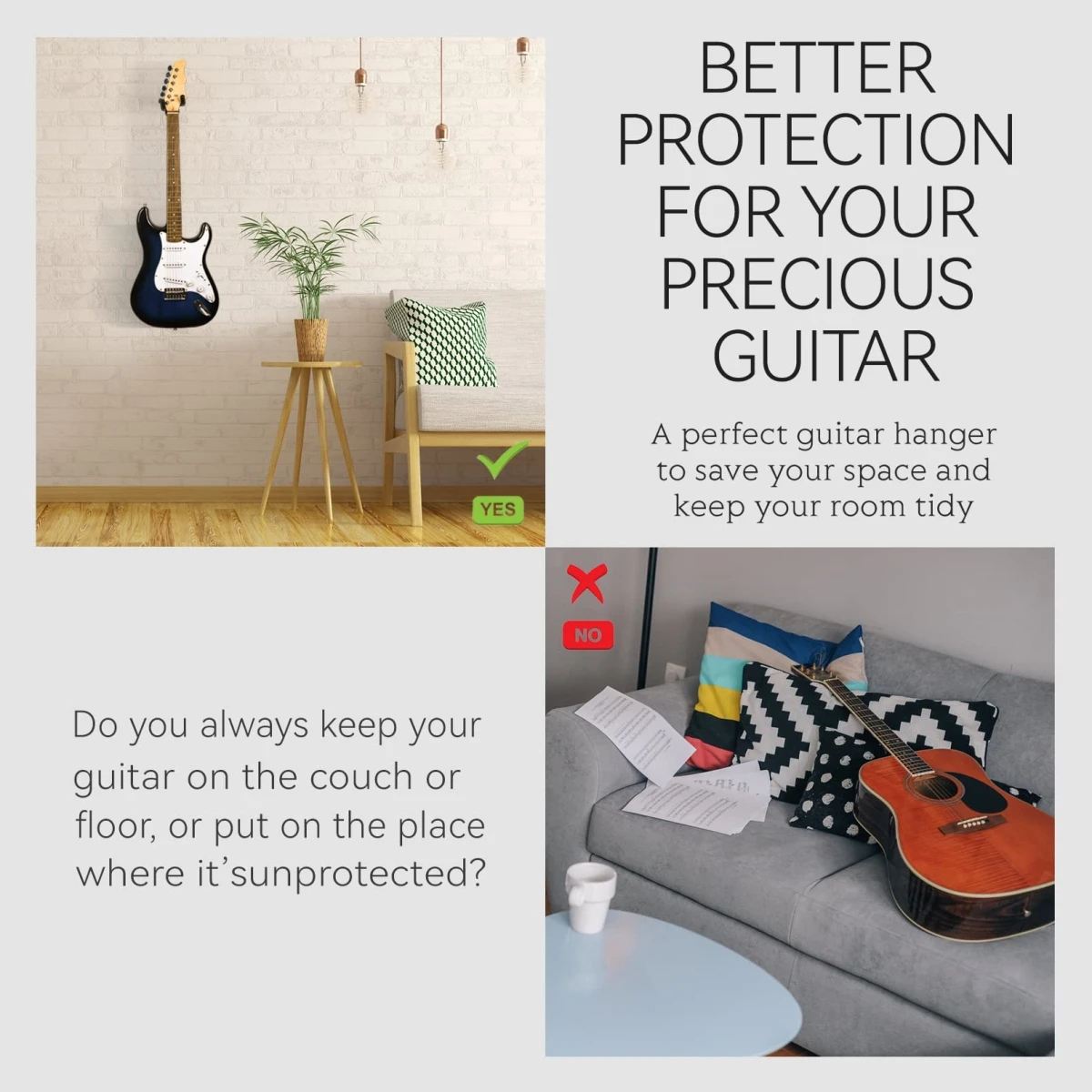 โลหะกีตาร์แขวน Hook Wall Mount ผู้ถือลื่นขาตั้งหมุนได้ 360 ° สําหรับกีตาร์ไฟฟ้า Ukulele อุปกรณ์เครื่องดนตรี