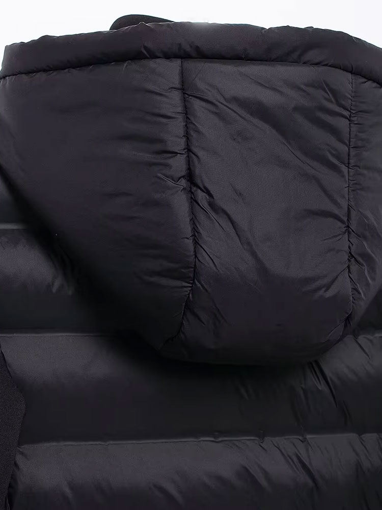 Casaco jaqueta acolchoada com capuz e bolsos para mulheres, manga comprida, zíper frontal, agasalhos femininos, tops chiques, moda