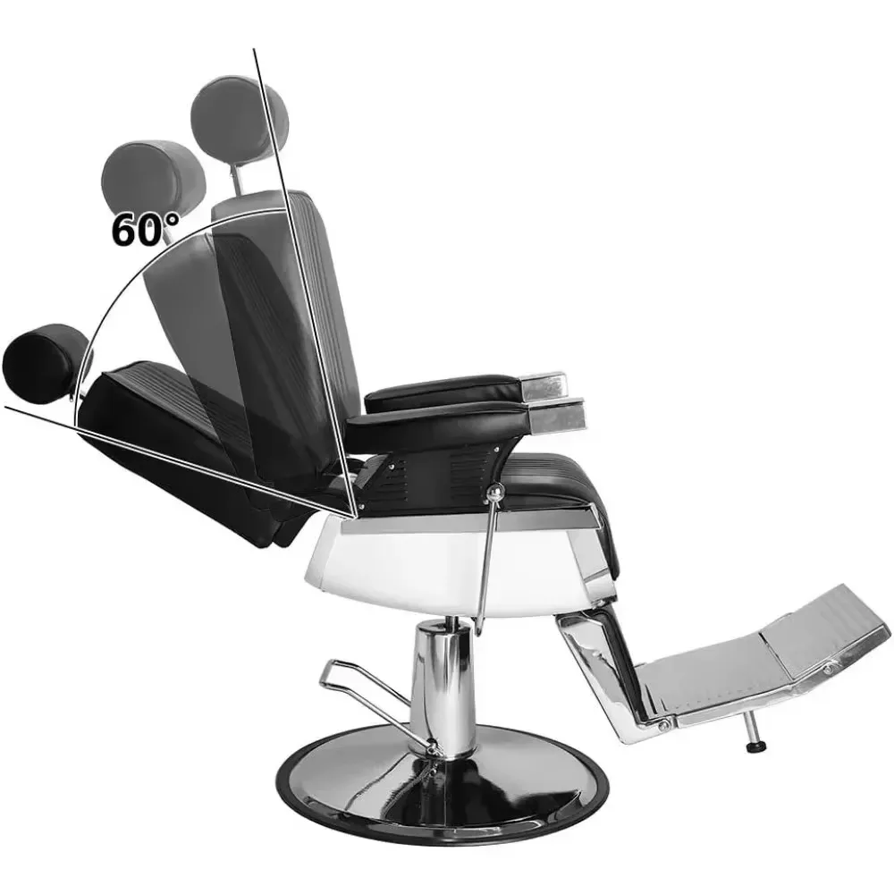 Barber Chairs.Heavy Duty Reclining Barber Chair with Headrest & Supports up to 500lbs & 360 Degrees Rolling Swivel, Professional