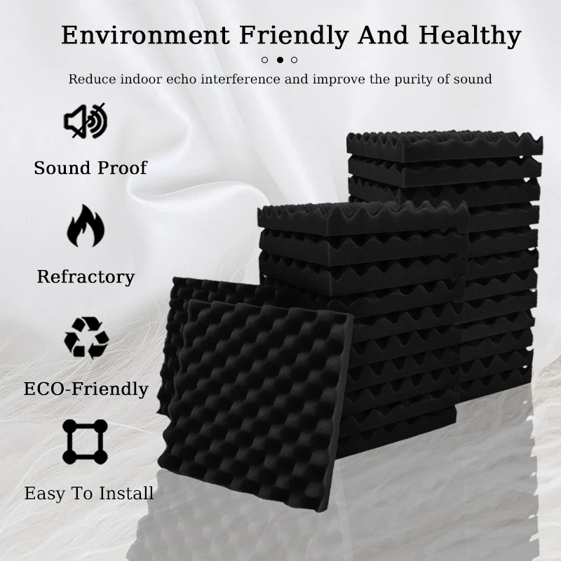 TOUO Egg Trough Wall Soundproof Foam 6 12 24 48 Pcs High Density Sound Absorbing Material Acoustic Foam Ceiling Noise Insulation