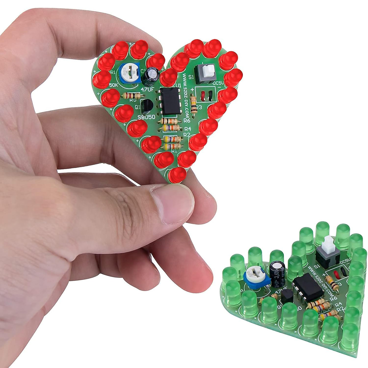 Soldering Project DIY Electronics Kits - Heart Shape LED Lights Soldering Practice Kit Educational Science Kit with Battery Case