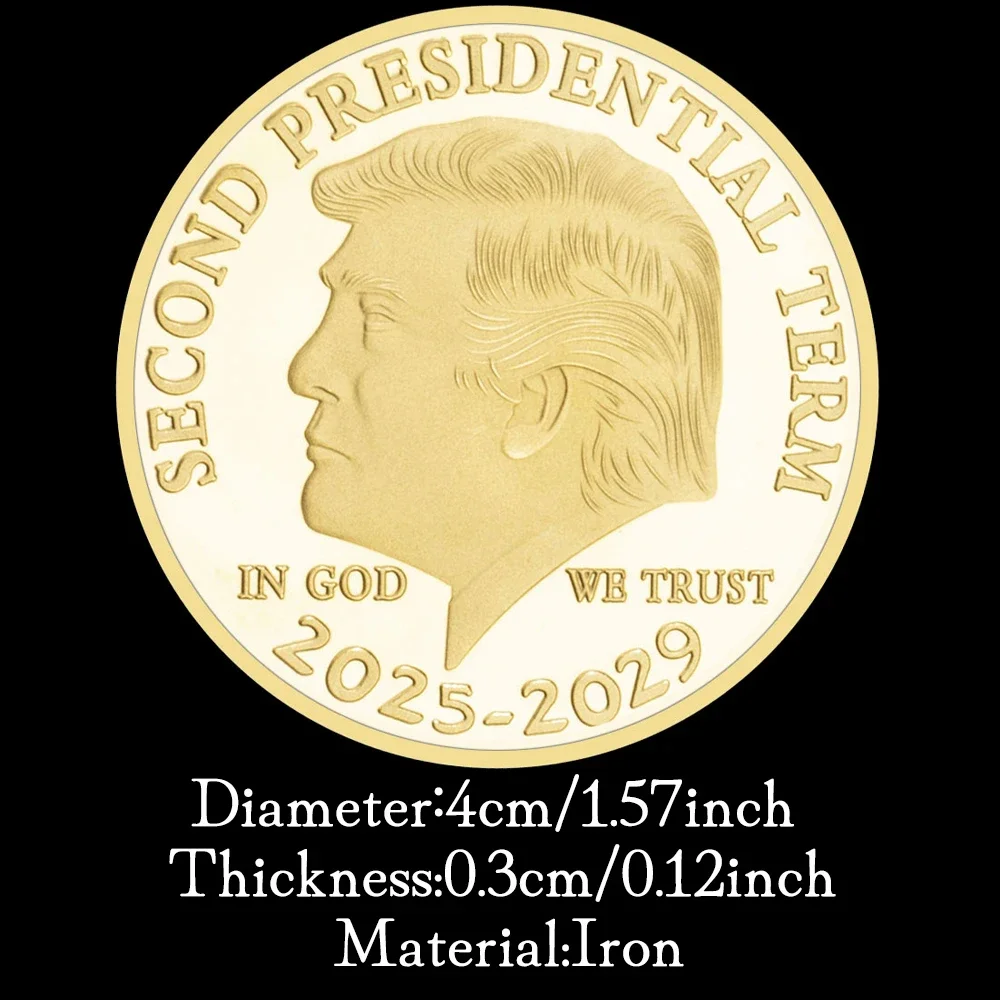 ドナルド・トランプ金貨 金メッキ収集価値のあるコインとケースが付属 第2回大統領就任2025年～2029年記念コイン