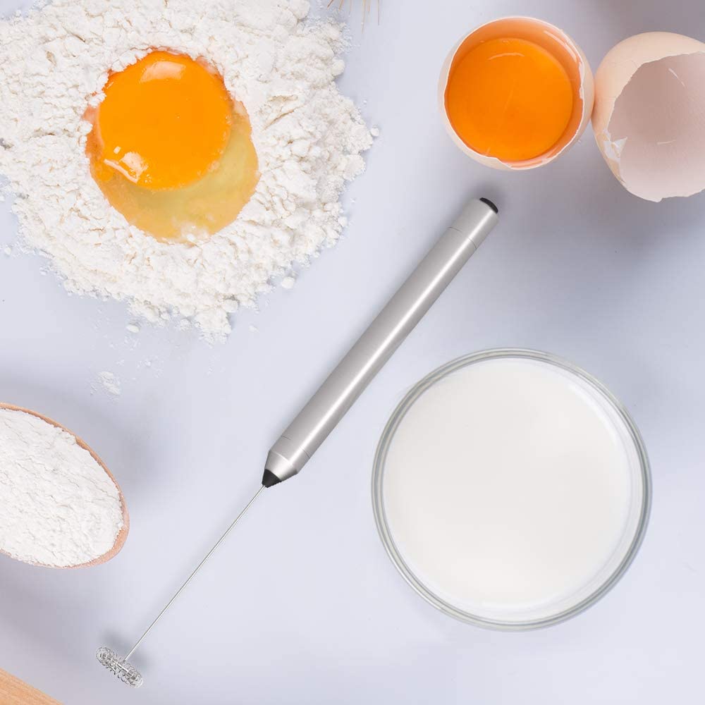 Espumador de leche de mano con batería, minimezclador eléctrico de espuma para café, Espumador de leche de acero inoxidable para café