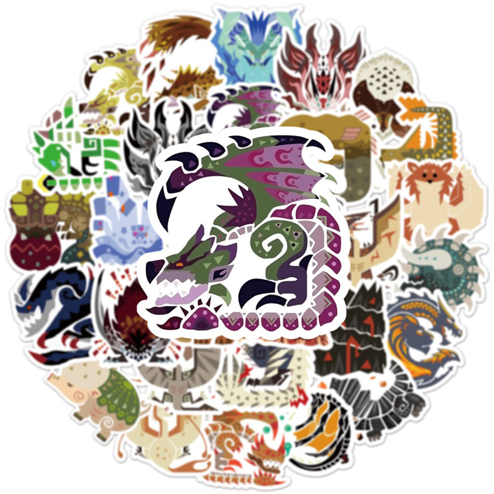 10/30/50 Con Monster Hunter Hoạt Hình Trò Chơi Dán DIY Laptop Hành Lý Ván Trượt Đồ Bộ Đề Can Dán Cho Bé đồ Chơi