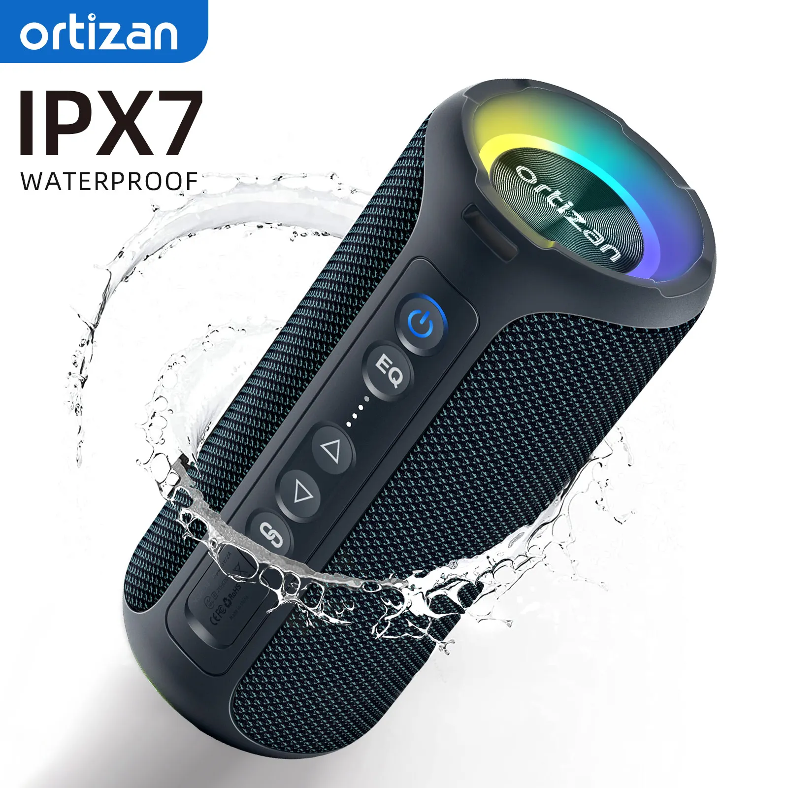 Ortizan Bluetooth-luidsprekers 40W Verbeterde bas Draagbare draadloze buitenluidspreker 30 uur IP7 Waterdichte doucheluidspreker Bluetooth 5.3
