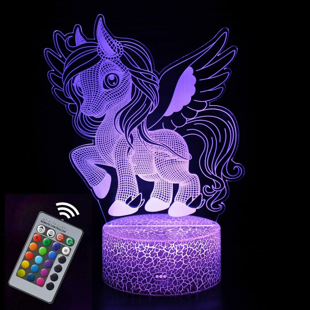Nacht Einhorn Nachtlicht für Kinder 3D Illusion Einhorn Lampe Geburtstagsgeschenke für Mädchen Schlafzimmer Dekoration LED Nachtlicht Lampe