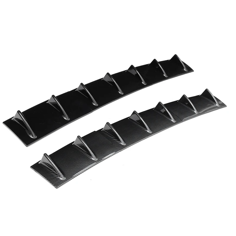 3 Stück Universal-Stoßstangenspoiler, Diffusor, glänzend schwarz, 7 Flügel, Haifischflossen-Stil, Unterkörperlippe