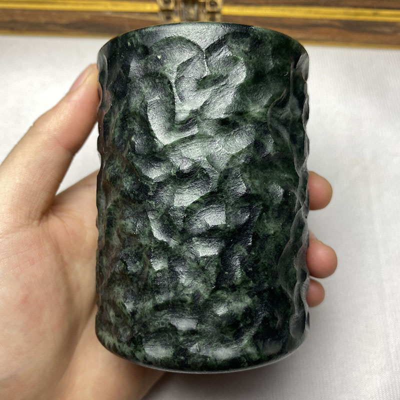 Taza de agua de piedra King de medicina Natural, Serpentina esmerilada, Jade, taza maestra, taza de té de piedra rugosa