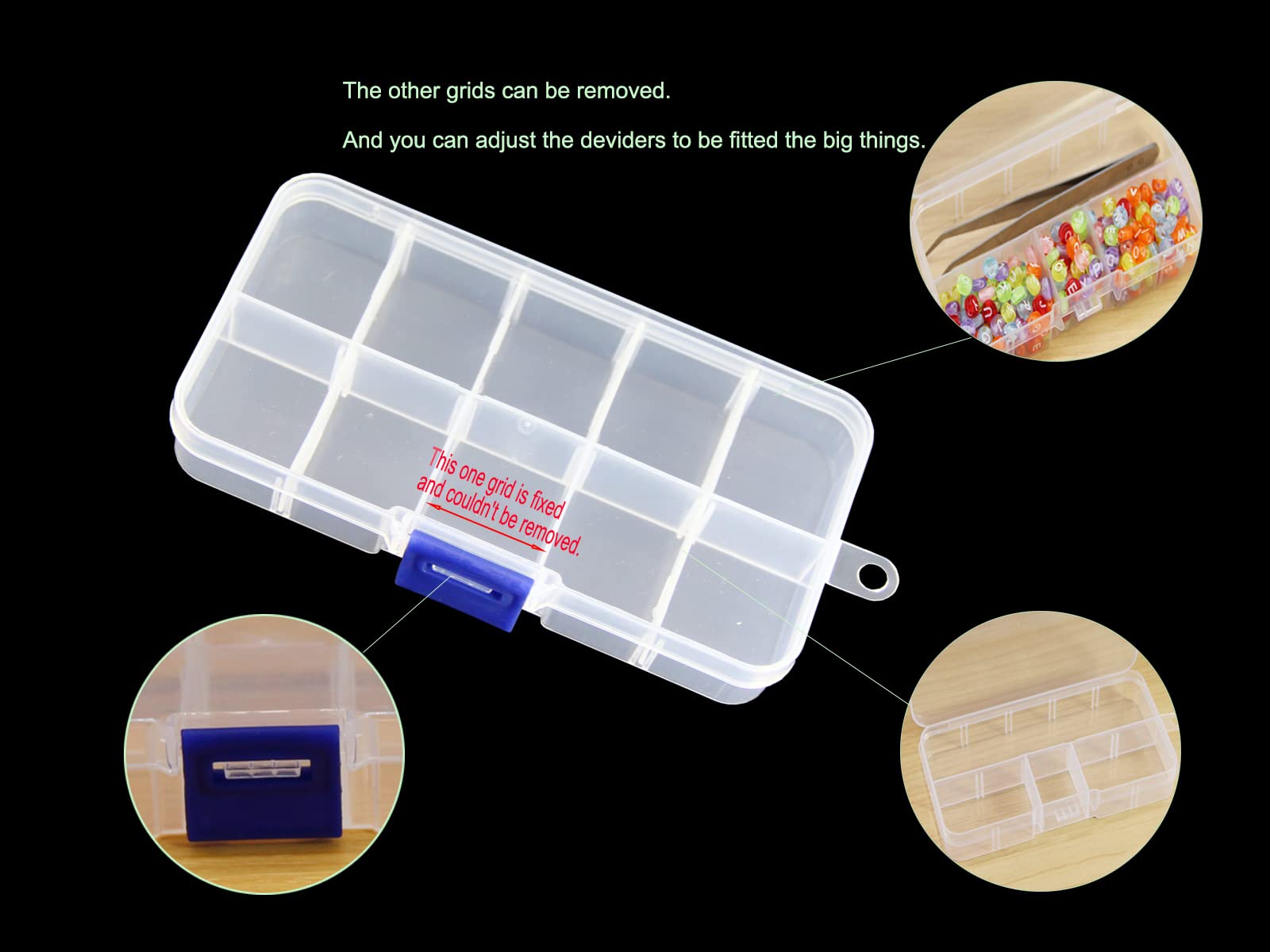 Caja de almacenamiento de plástico transparente con tapa abatible, organizadores artesanales multiusos, caja de costura de suministros de arte para lápices, marcadores, cuadernos A4