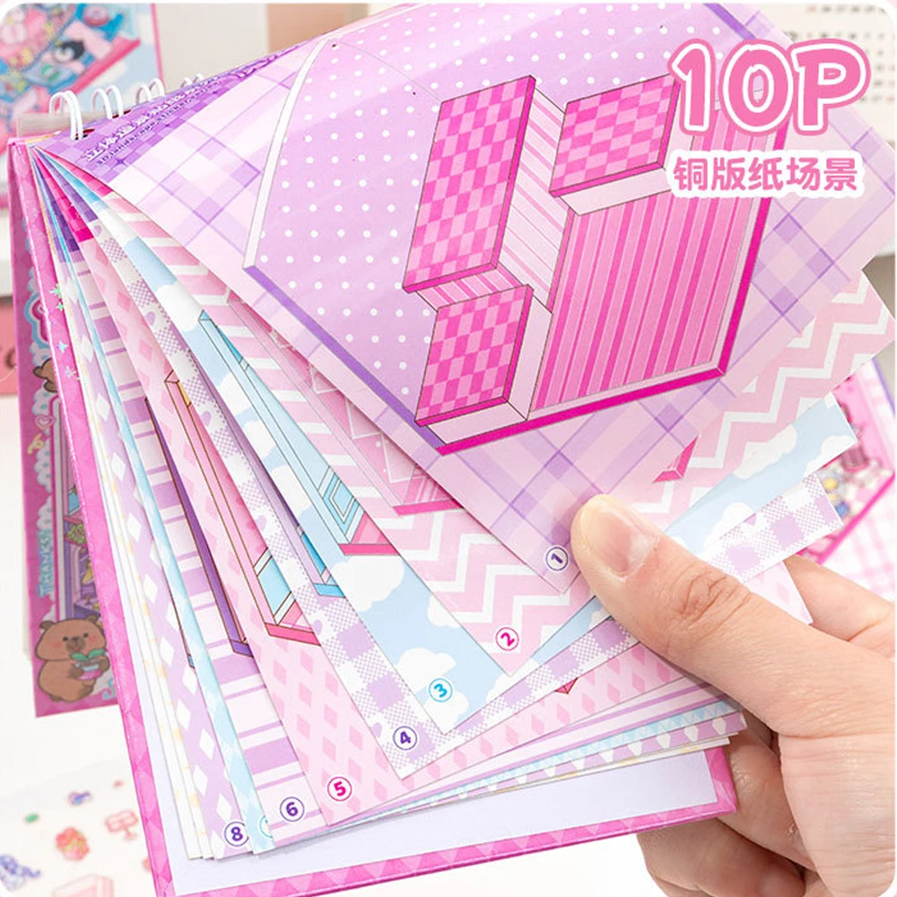 Mr. Paper 30 szt. naklejek 3D trójwymiarowych, mini scenek do układania, naklejki krajobrazowe, książeczka z naklejkami, puzzle dla dziewczynek, rękodzieło DIY, antystresowe