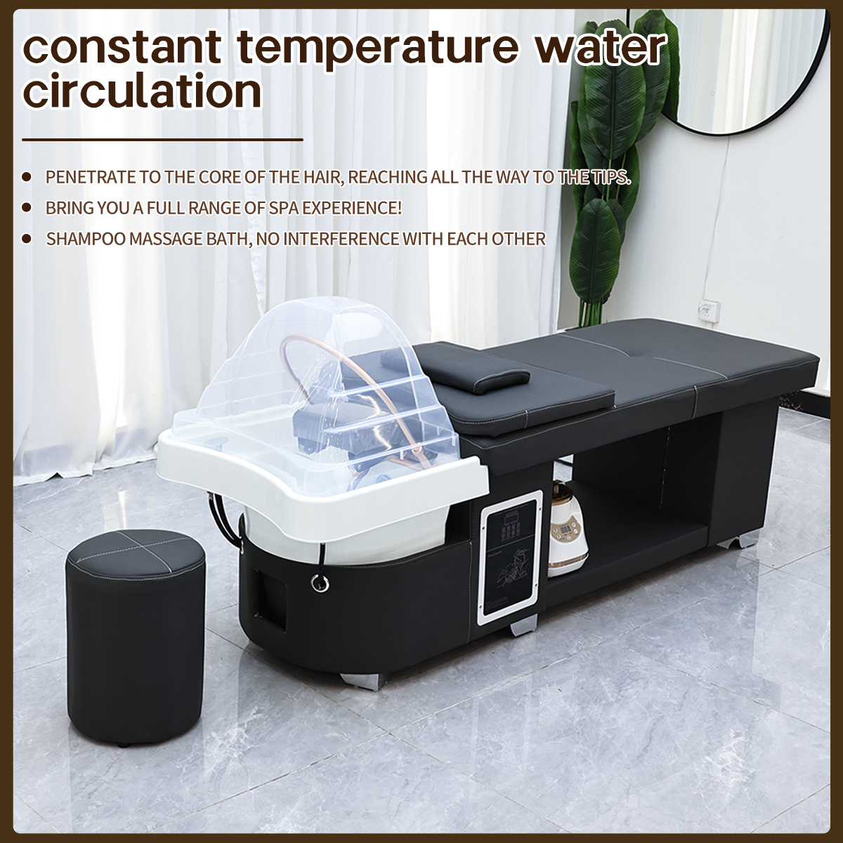 Wholesale Japanese Head Spa Waterfall Equipment Storage Space Bed Water Cycle Shampoo Bed with Fumigation