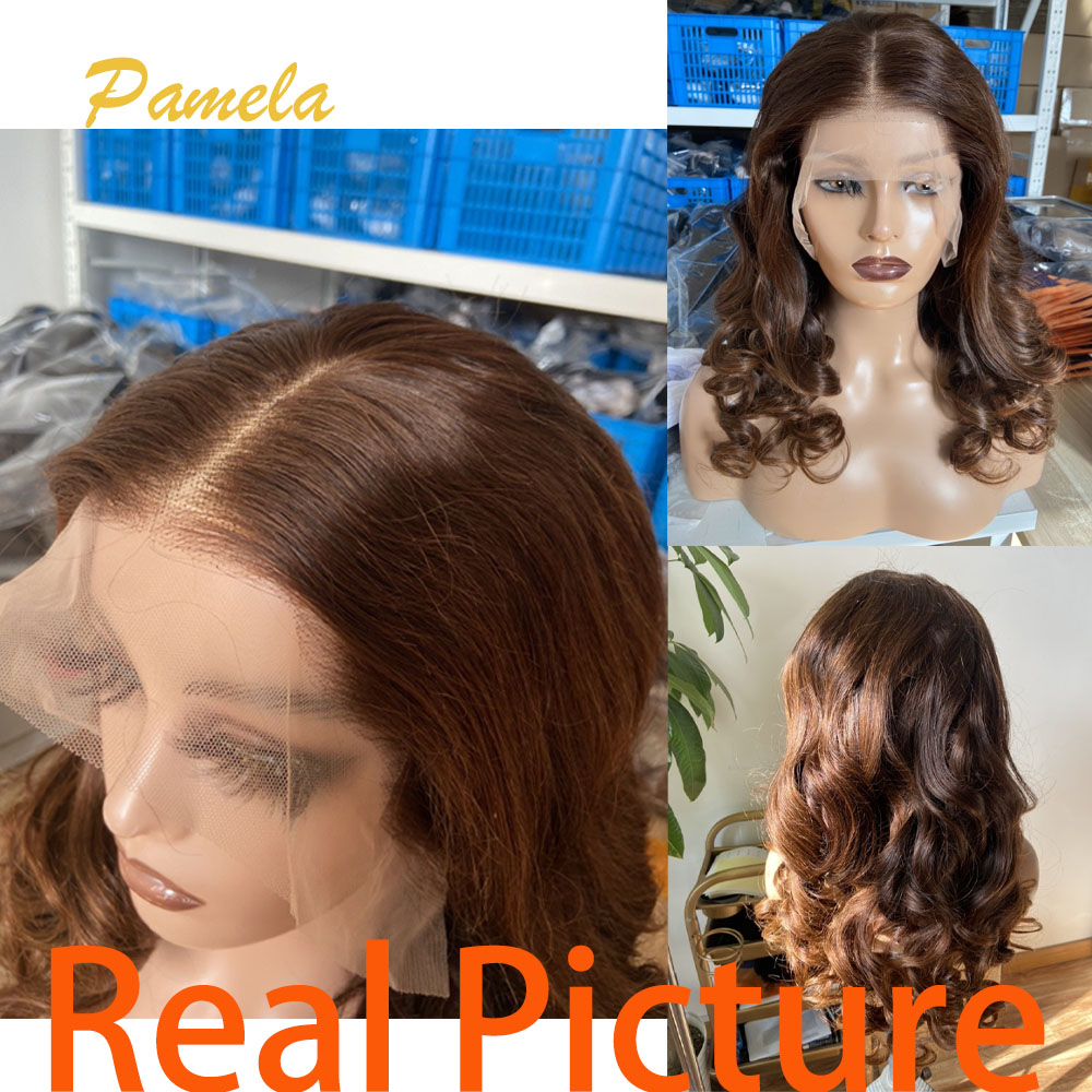 250% 밀도 바디 웨이브 옹브레 4/27 금발 컬러 13x6 HD 투명 레이스 프론트 글루리스 인간의 머리 가발 미리 뽑아서 착용 가능