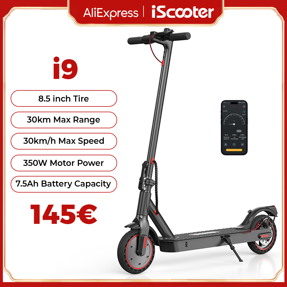 Scooter i9 Scooter Eléctrico 350W Scooter para Adultos 7.5Ah 30 km/h Scooter E Plegable 8,5 pulgadas Nido de Honeycomb Neumático más corto electrico