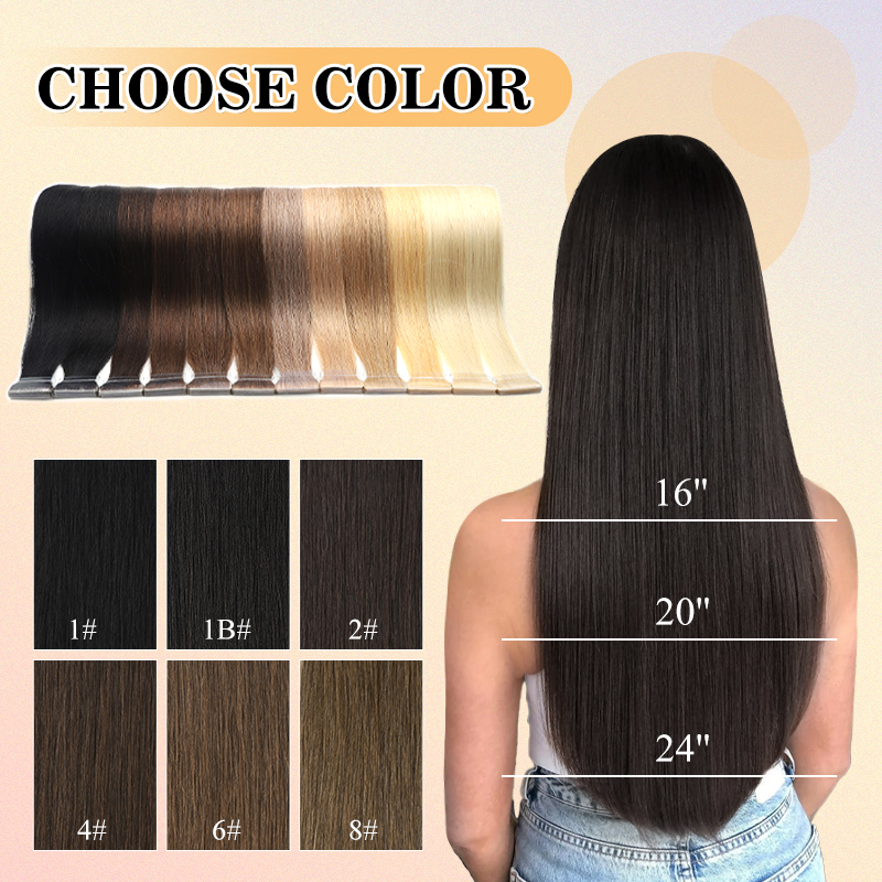 Neitsi Thẳng PU Da Sợi Ngang Vô Hình Băng Keo Trong Remy Tóc Tự Nhiên Tóc 16 "20" 24 "đầm Chất Kết Dính Băng