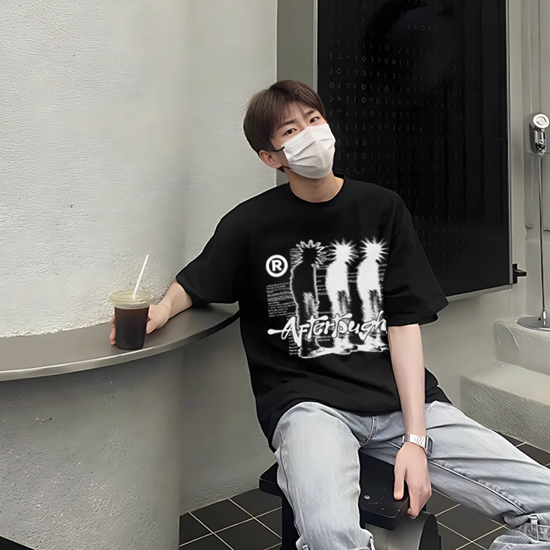 メンズヴィンテージ半袖Tシャツ,特大のイメージ,y2k影,ストリートウェア,アーバンウェア,ハラジュク,ヴィンテージ,美的ウェア