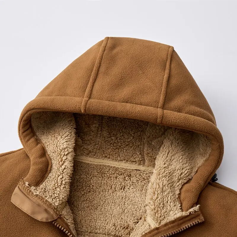 Nova moda outono e inverno cor sólida grosso quente jaqueta de lã de cordeiro para masculino casual solto esportes à prova de vento jaqueta plus size